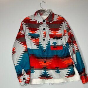 Southwestern Shirt Jacket Fits Size Medium No Tags Handmade Boho Print Cotton